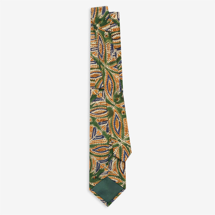 Fancy green-blue Men's Cotton Tie with Indian Block Print 2