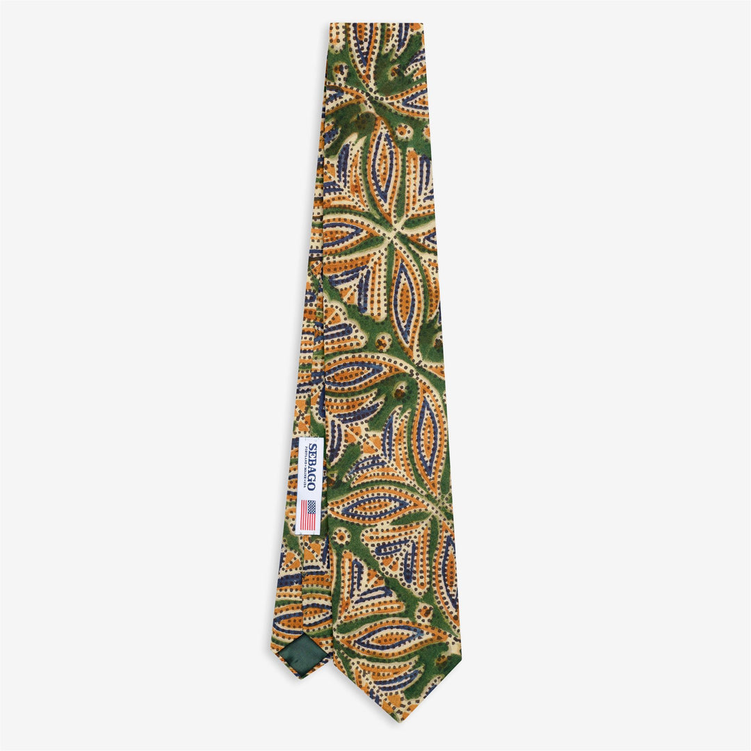 Corbata de algodón para hombre de color verde azulado elegante con estampado de bloques indios 01