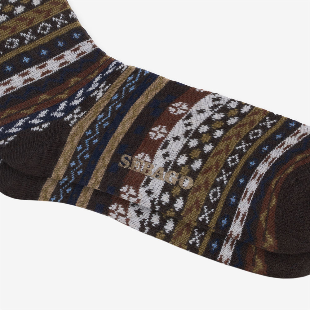 Brown patterned Unisex Leisure Crew Socks 02
