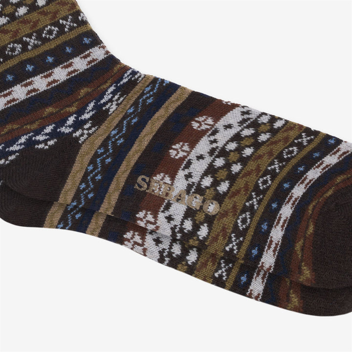 Brown patterned Unisex Leisure Crew Socks 2