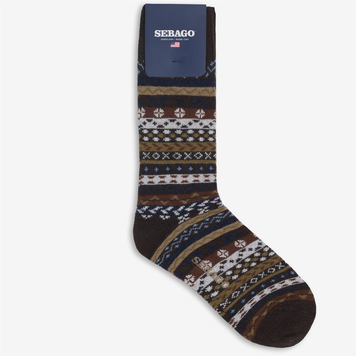 Brown Unisex Wool Cashmere Blend Crew Sock