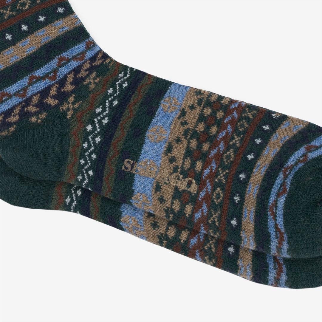 Dark Green Unisex Leisure Crew Socks with Pattern main