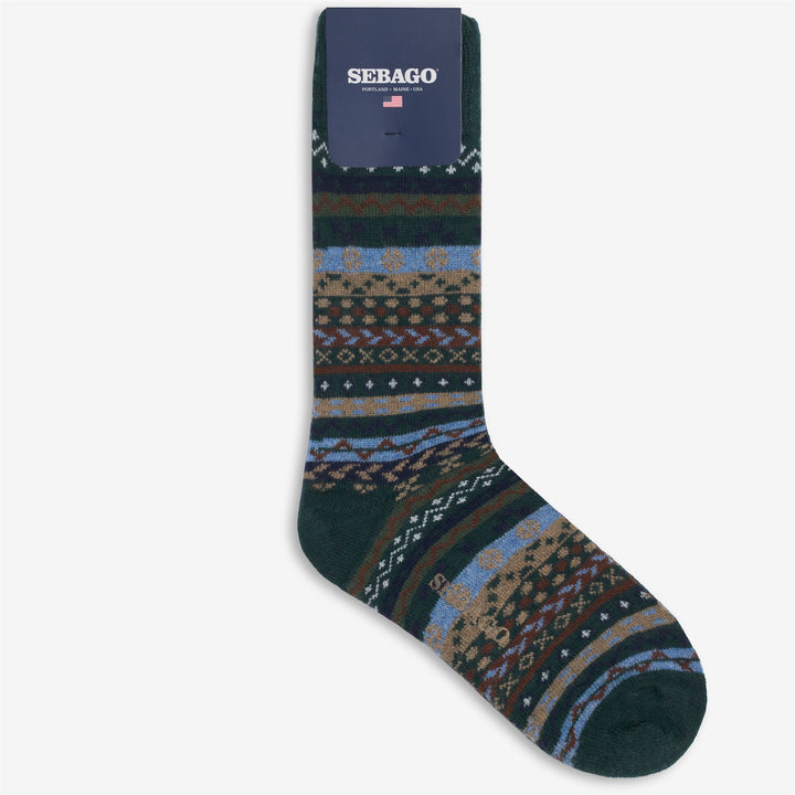 Dark Green Unisex Leisure Crew Socks with Pattern 1
