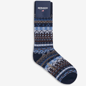 FAIR ISLE C - Socks - Crew Sock - Unisex - Blue Pattern