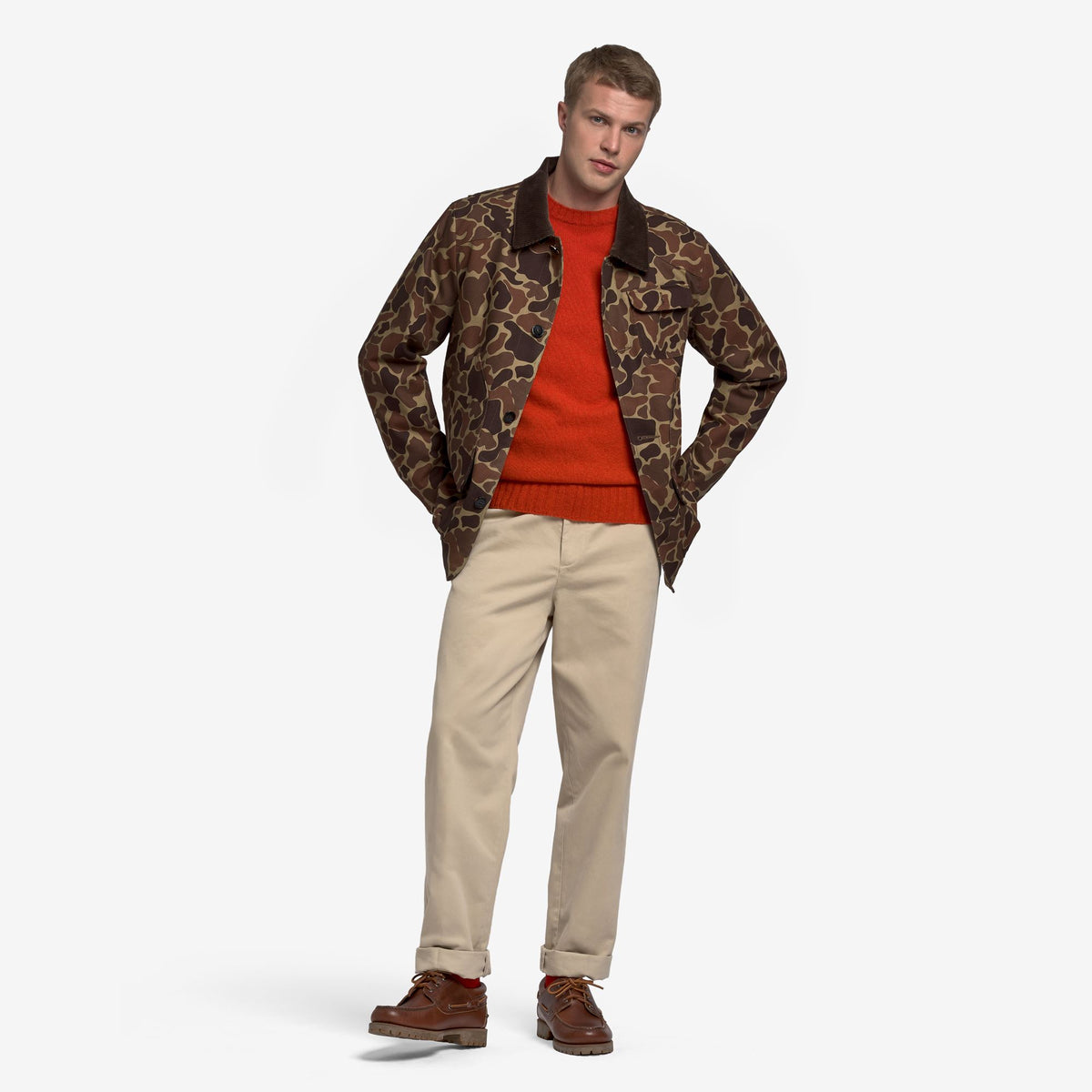 Beige Unisex Cotton Canvas Jacket with Wool Blend Lining