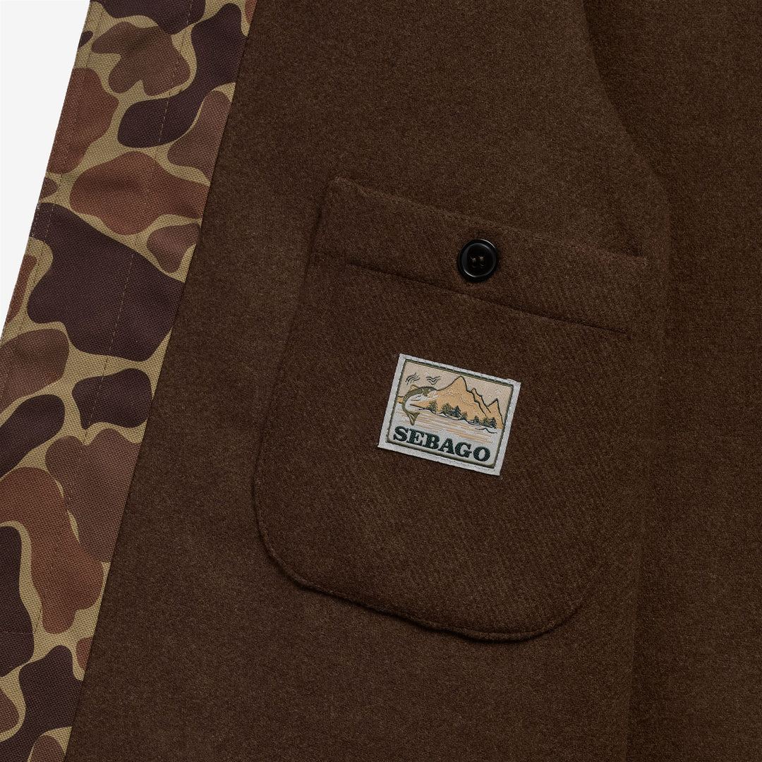 Beige-braune Unisex-Canvas-Utility-Jacke mit Camouflage-Muster main