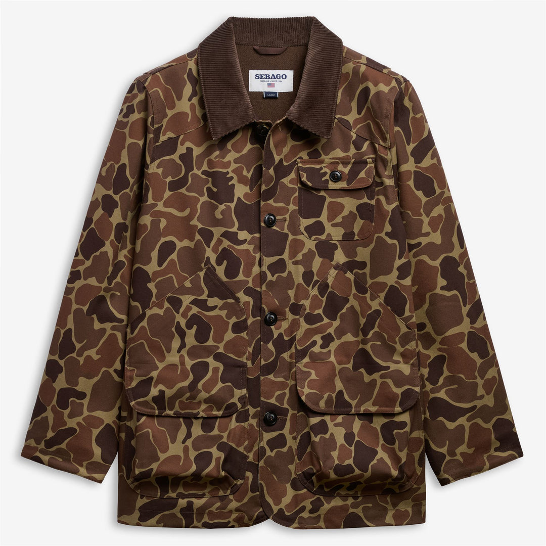 Beige-braune Unisex-Canvas-Utility-Jacke mit Camouflage-Muster main
