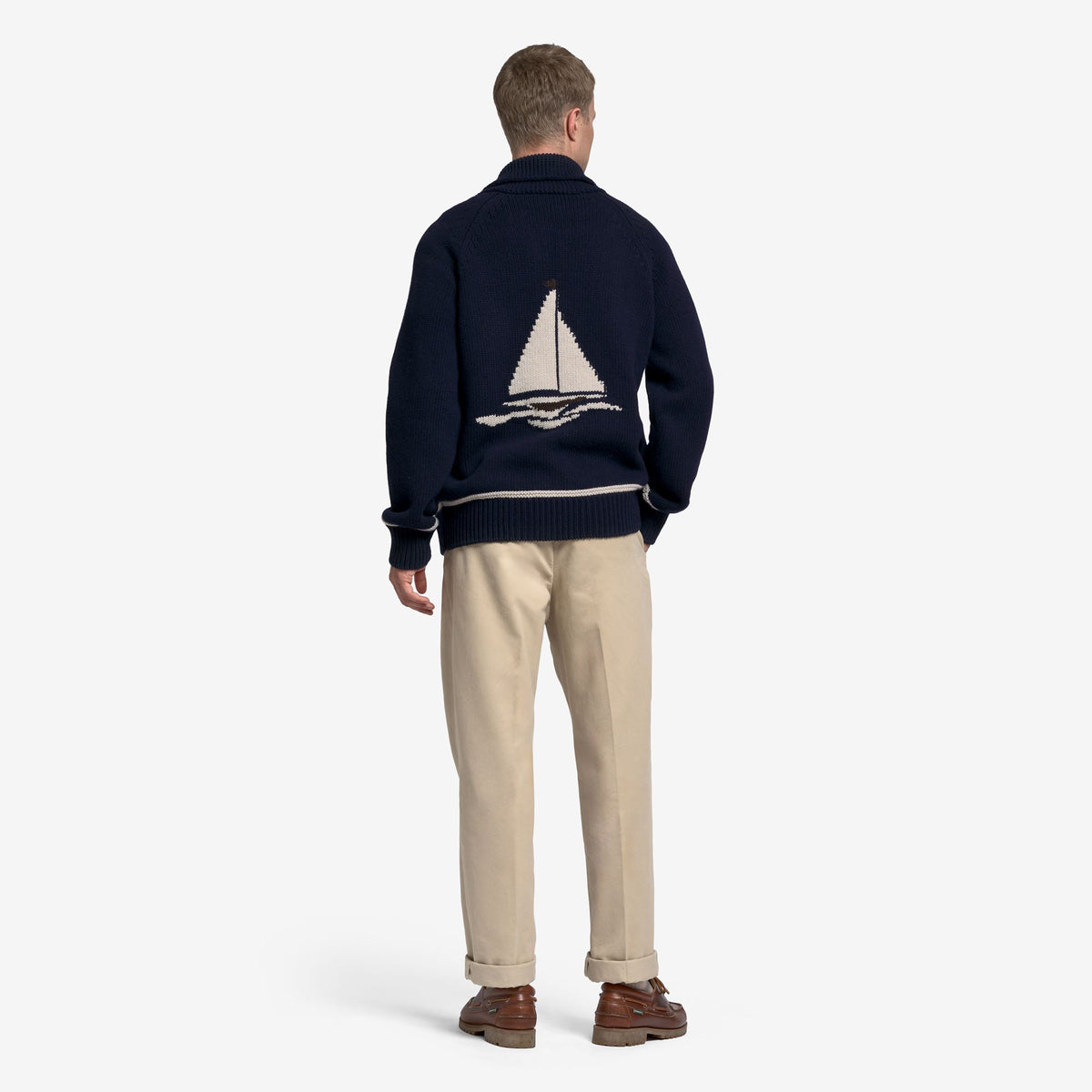 Cardigan in lana blu unisex