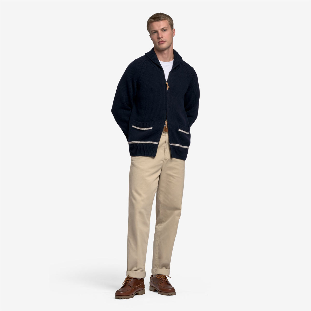 Blue Unisex Wool Cardigan