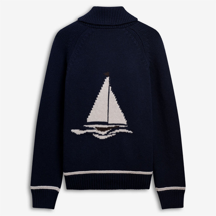 Cardigan blu unisex in misto lana per il tempo libero 2