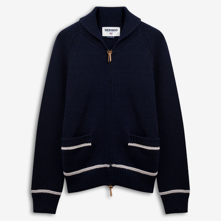 Cardigan blu unisex in misto lana per il tempo libero 1