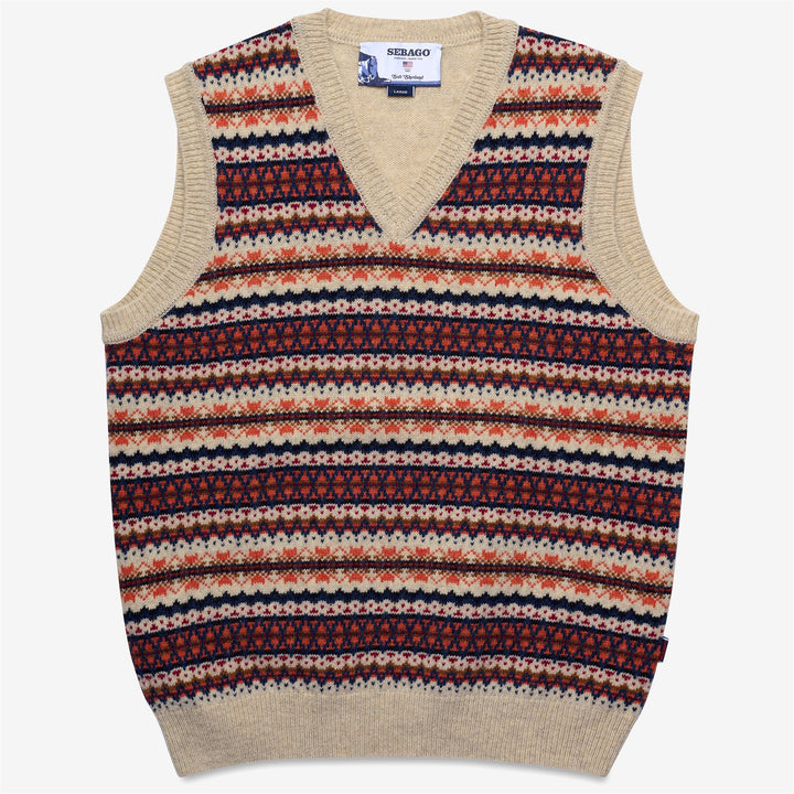 Gilet unisex beige in maglia di lana Shetland 1