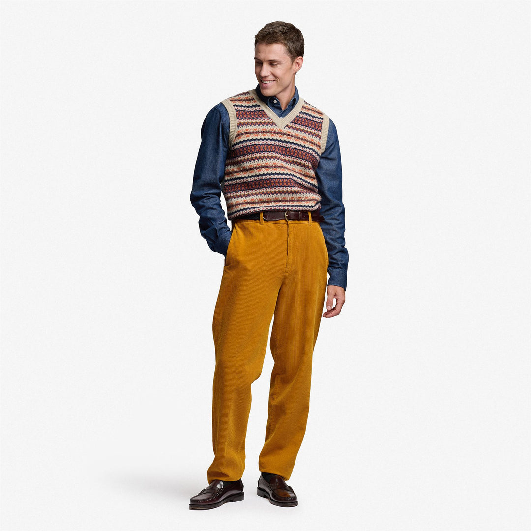 Chaleco de punto de lana Shetland unisex beige main