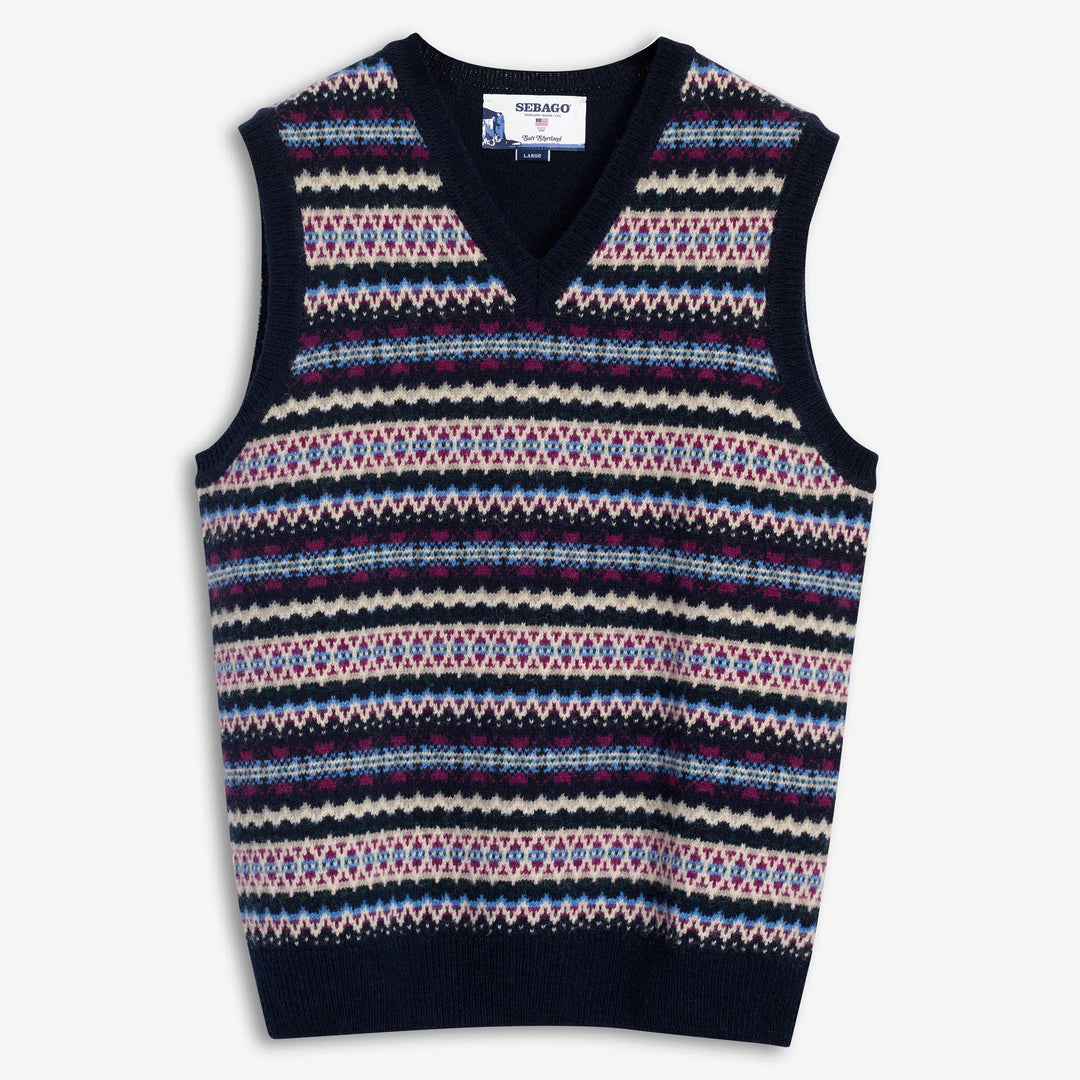 Navy violet Unisex Shetland Wool Knit Vest 01