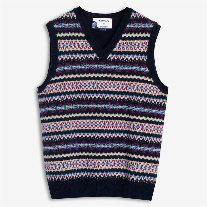 Chaleco de punto de lana Shetland unisex violeta marino 1