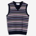 Knitwear_UNISEX_STOW_Vest_NAVY FANCY JACQUARD - Commercial 1