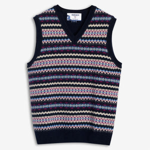 STOW - Knitwear - Vest - Unisex - NAVY FANCY JACQUARD