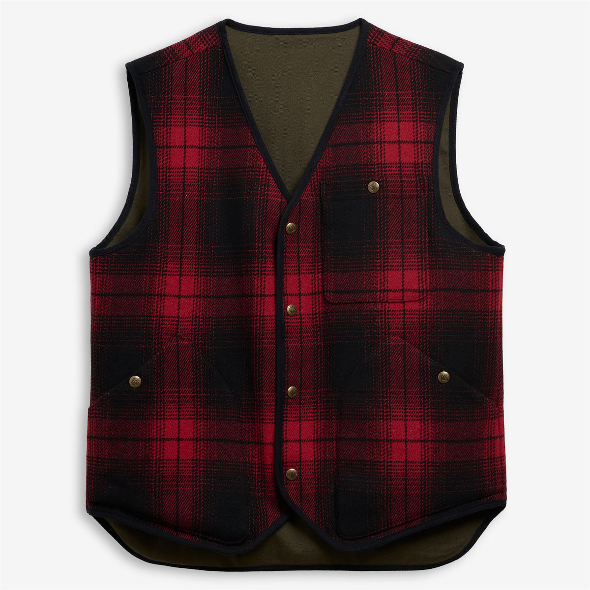 Red Unisex Wool Canvas Reversible Gilet