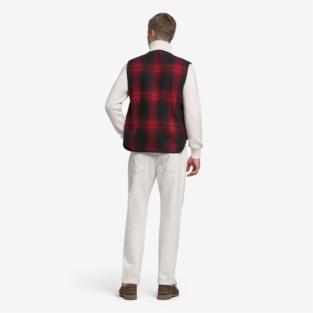 Red Unisex Wool Canvas Reversible Gilet