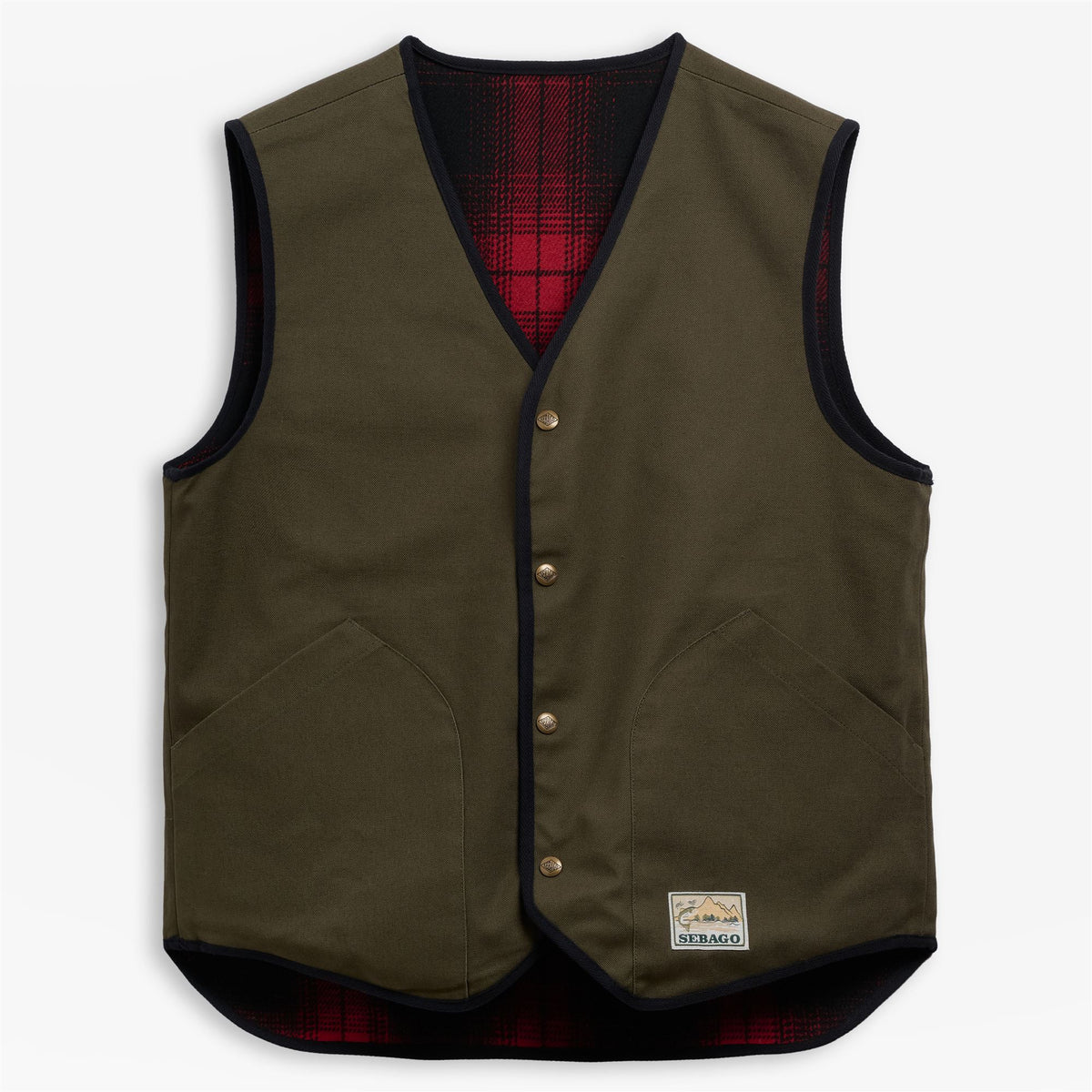 Red Unisex Wool Canvas Reversible Gilet