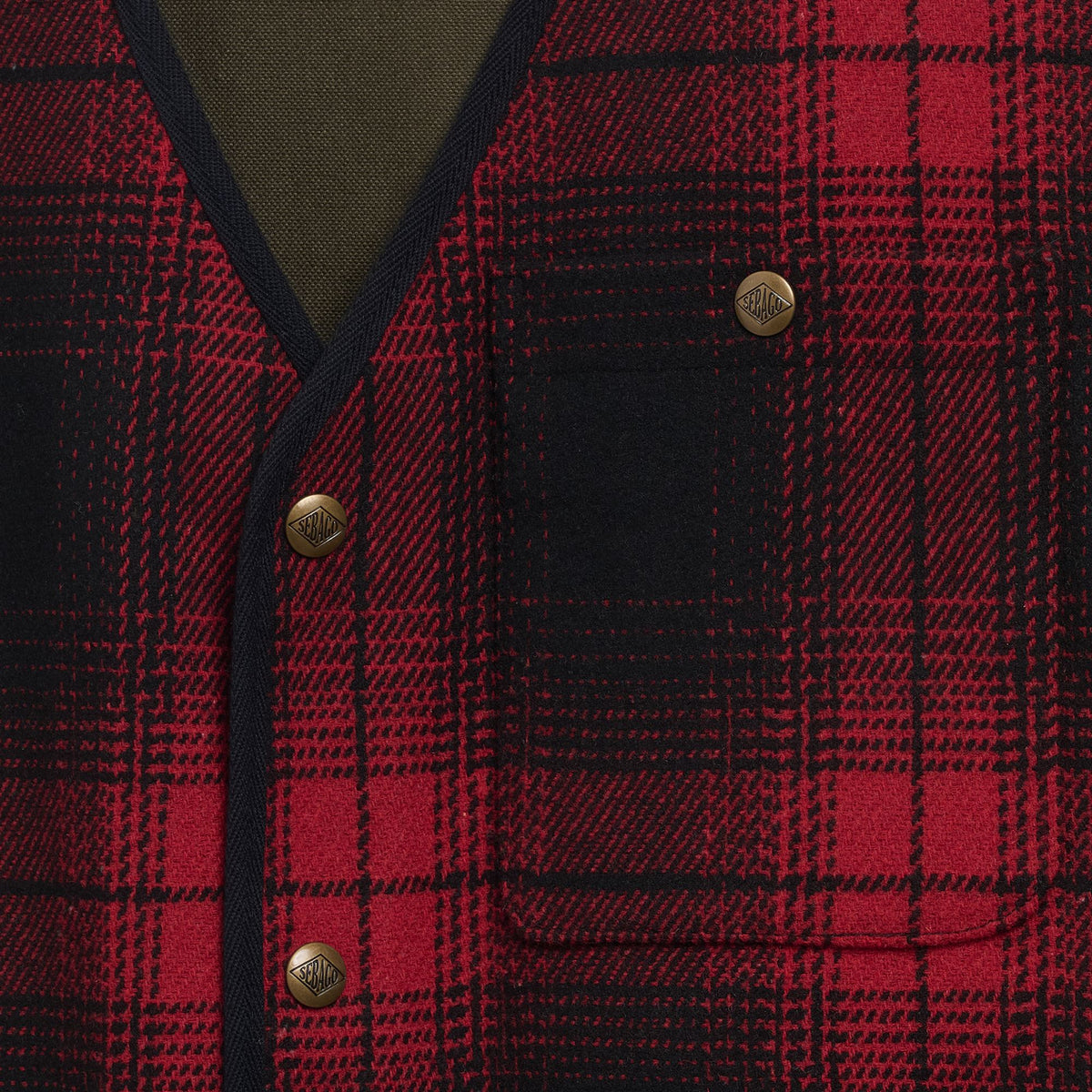 Red Unisex Wool Canvas Reversible Gilet