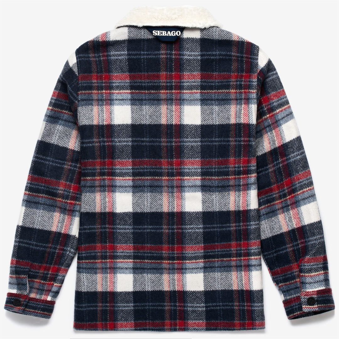Blue Red Unisex Wool Utility Jacket with Sherpa Collar main