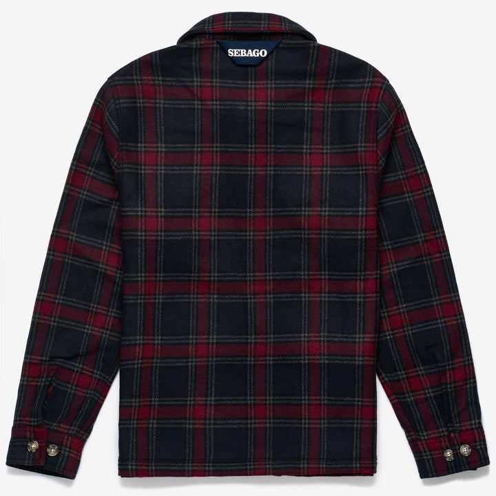 Blue Red Check Unisex Wool Leisure Mid Jacket with Utility Pockets 2