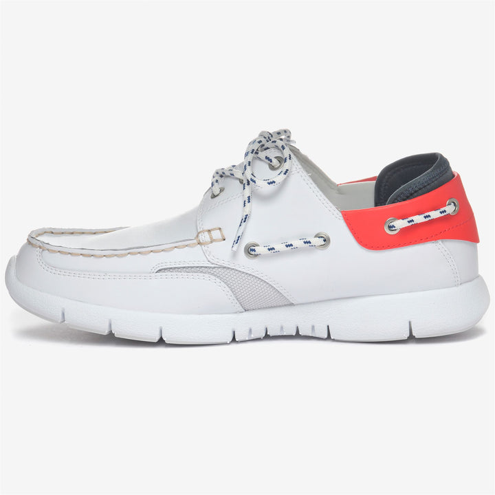 White Red Men's Leather Sailing Moccasins with Slip-Resistant Outsole 3