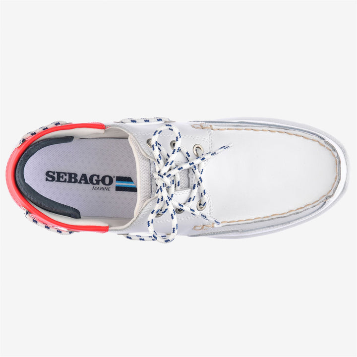 White Red Men's Leather Sailing Moccasins with Slip-Resistant Outsole 4