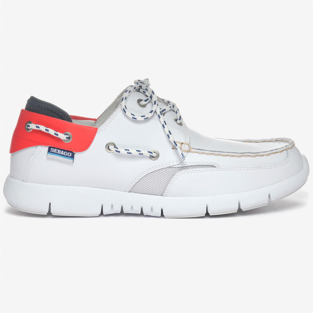 White Red Men's Leather Sailing Moccasins with Slip-Resistant Outsole 01