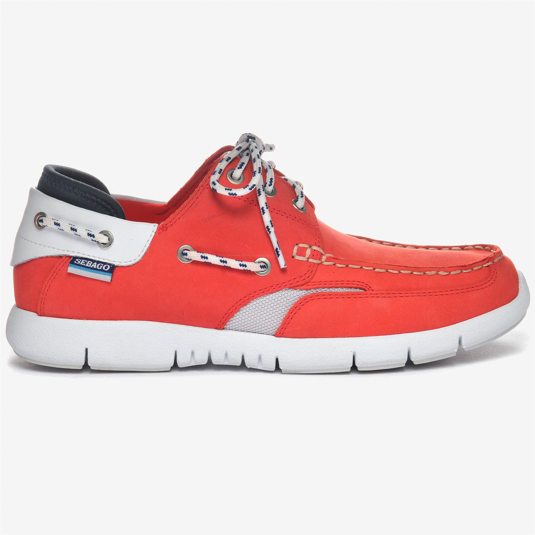 Red White Men's Sailing Moccasin with Slip-Resistant Outsole 01