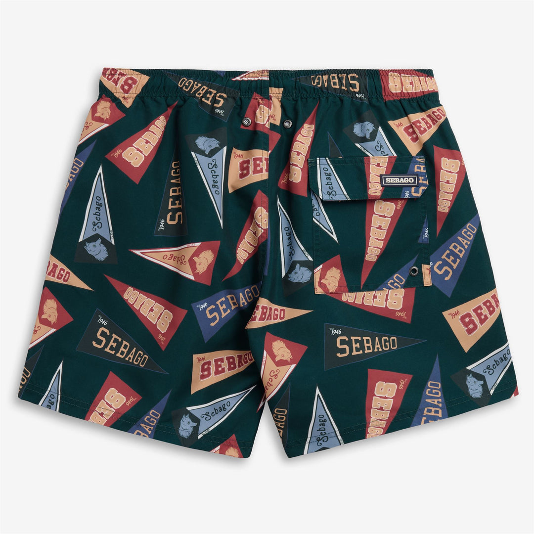 Green Men's Swim Trunks with Elastic Waist and Pockets main