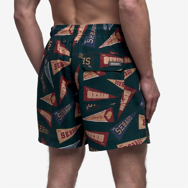 Green Men's Swim Trunks with Elastic Waist and Pockets 6