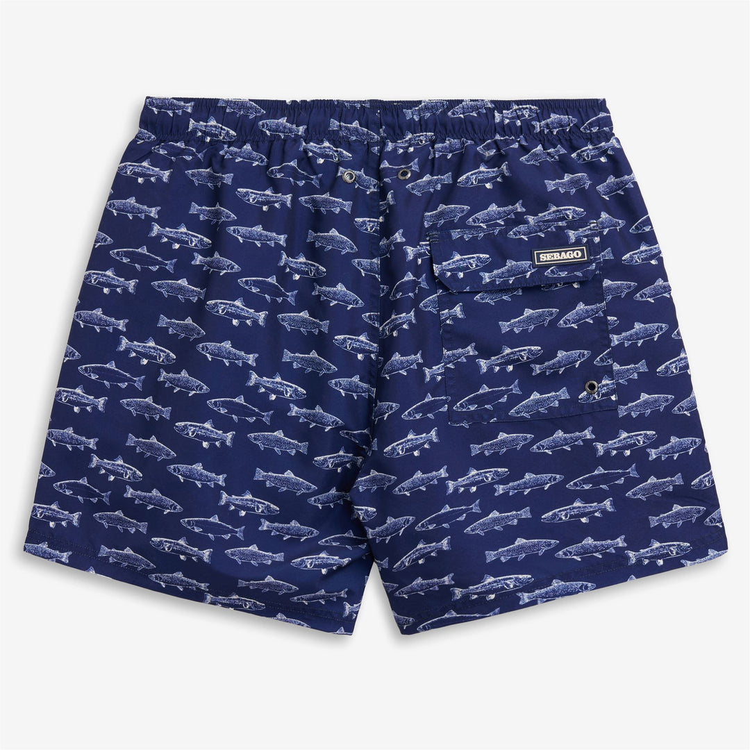 Navy Blue Men's Swimming Trunks with Elastic Waist and Pockets main