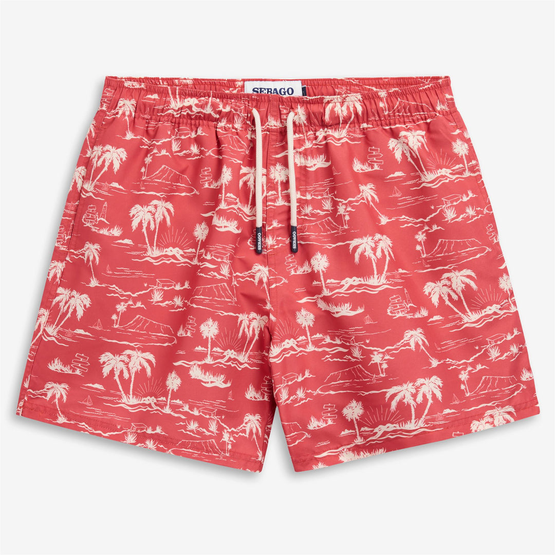 Short de bain de yacht pour homme, rouge poussiéreux, avec taille élastique et poches 01