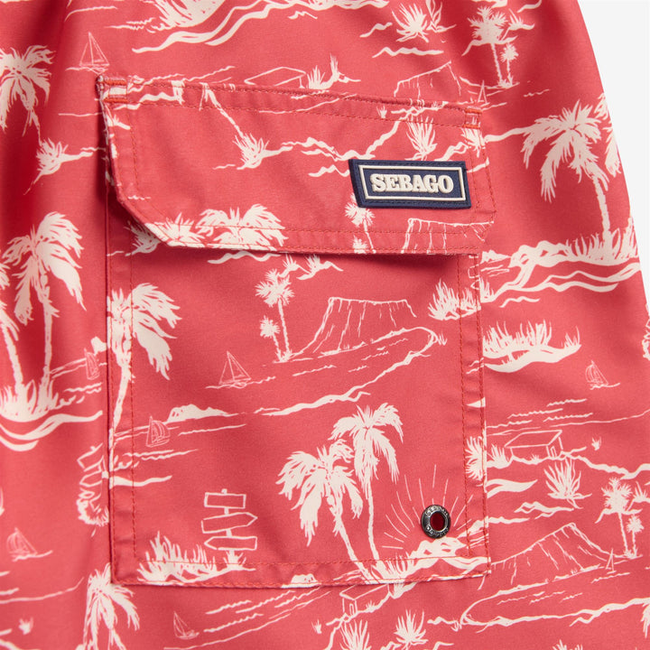 Dusty red Men's Yachting Swim Trunks with Elastic Waist and Pockets 3