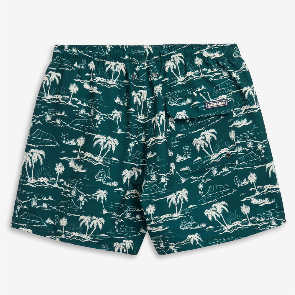 Short de bain de yachting pour homme, vert coucher de soleil, avec slip intégré 02