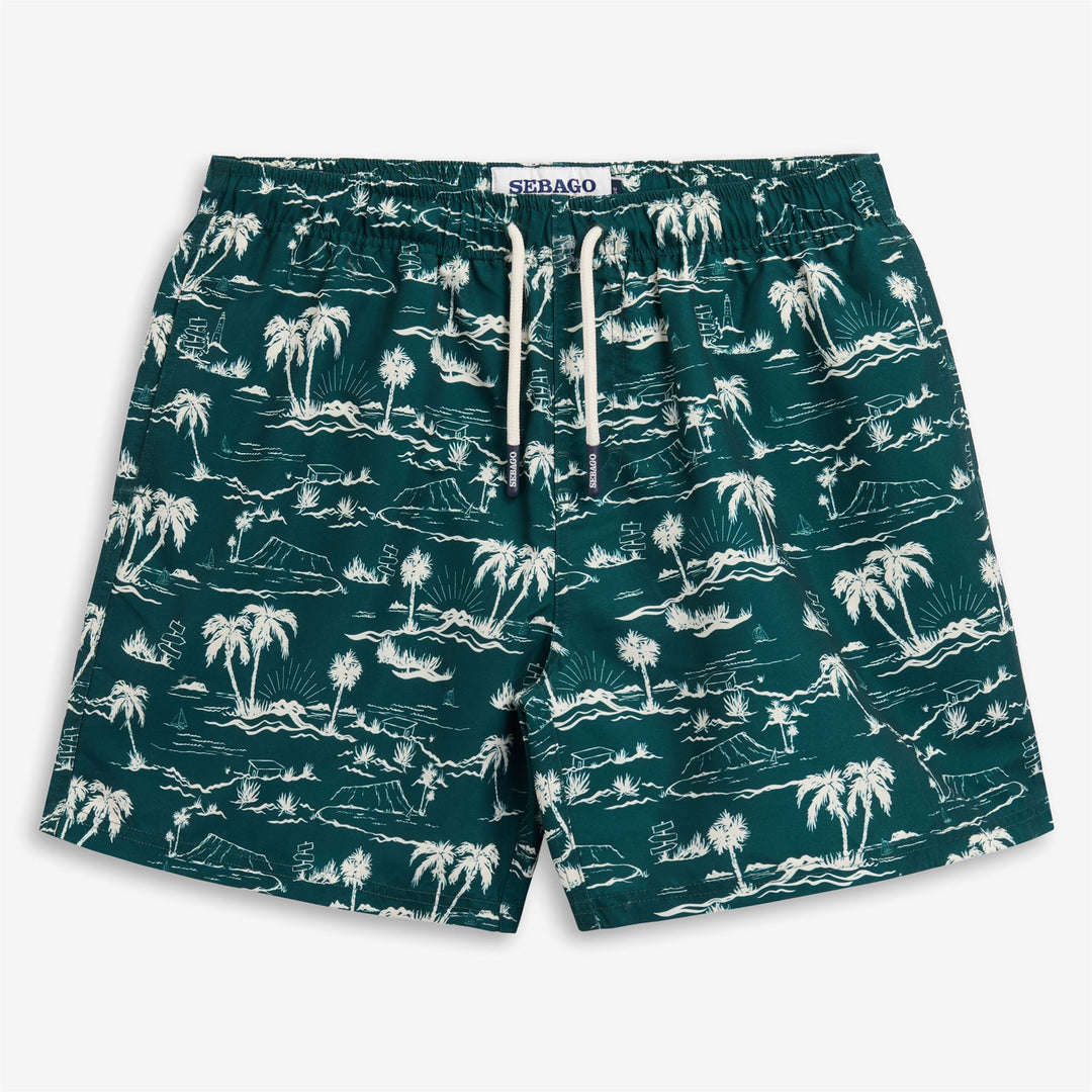 Short de bain de yachting pour homme, vert coucher de soleil, avec slip intégré 01