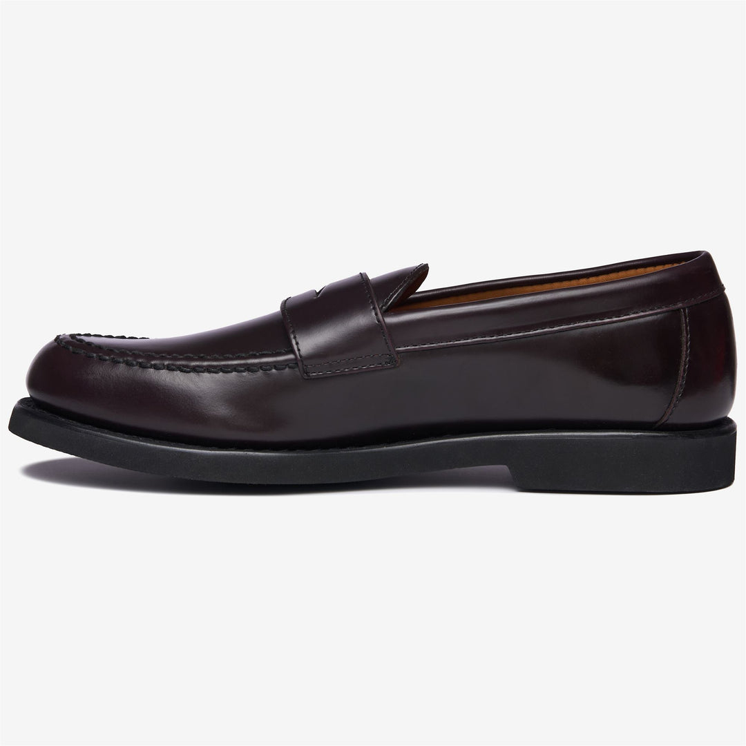 Mocassins en cuir bordeaux rouge pour homme main