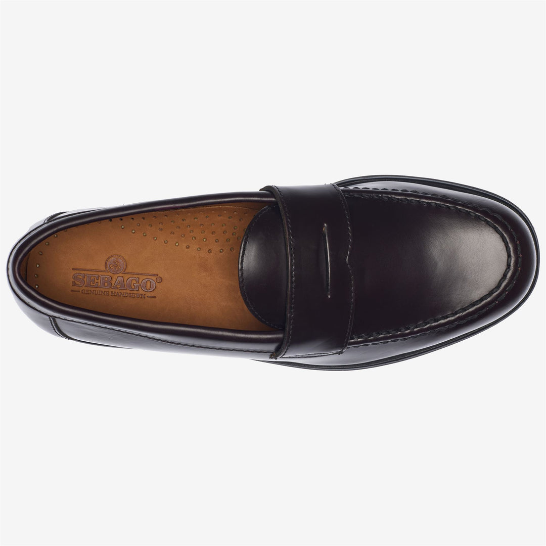 Mocassins en cuir bordeaux rouge pour homme main