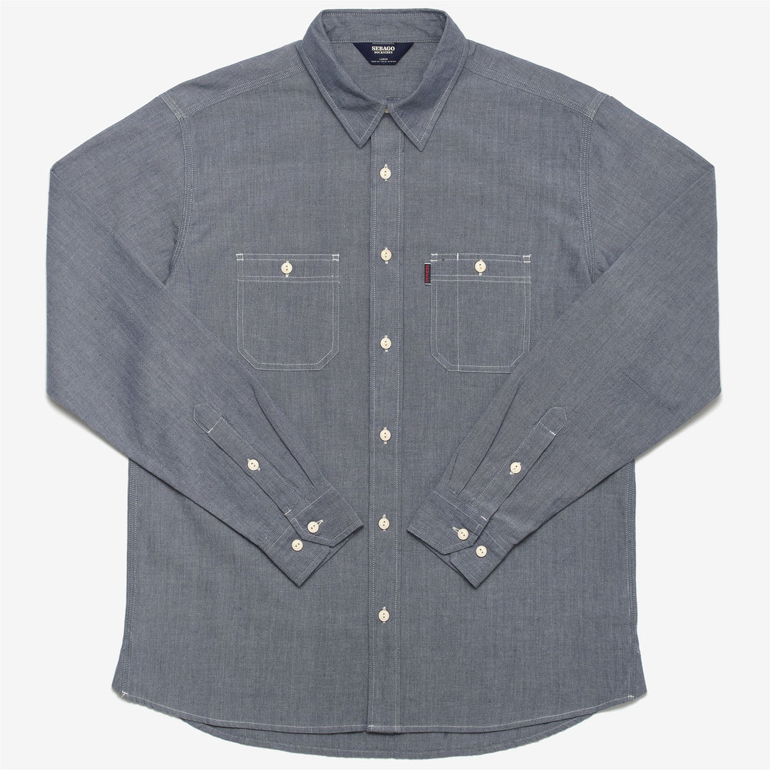 Chemise de yachting classique bleu indigo pour homme avec poches poitrine 01