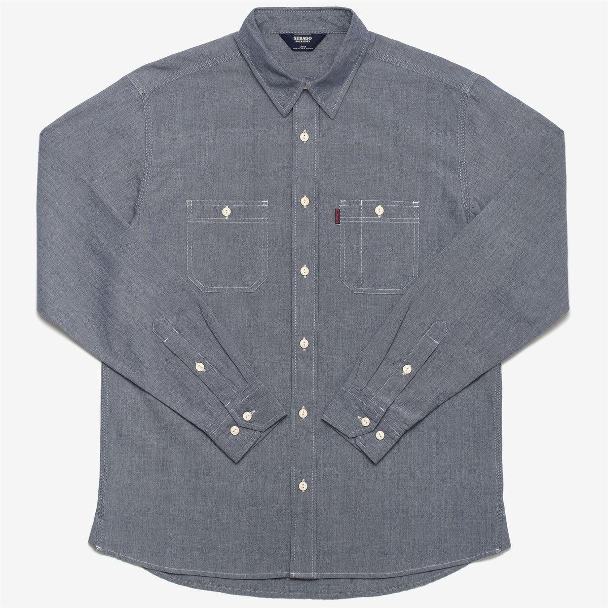 Blue Men's Cotton Long Sleeve Shirt