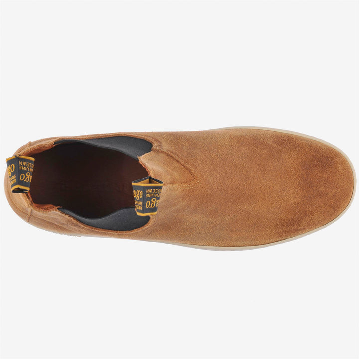 Botines deportivos sin cordones de ante beige y amarillo para hombre 4