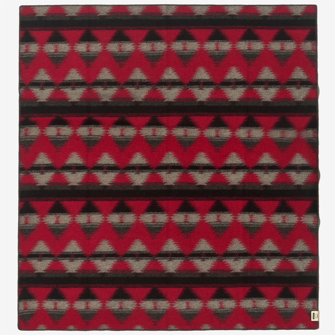 Red Grey Unisex Wool Blend Outdoor Blanket with Native American Motif main