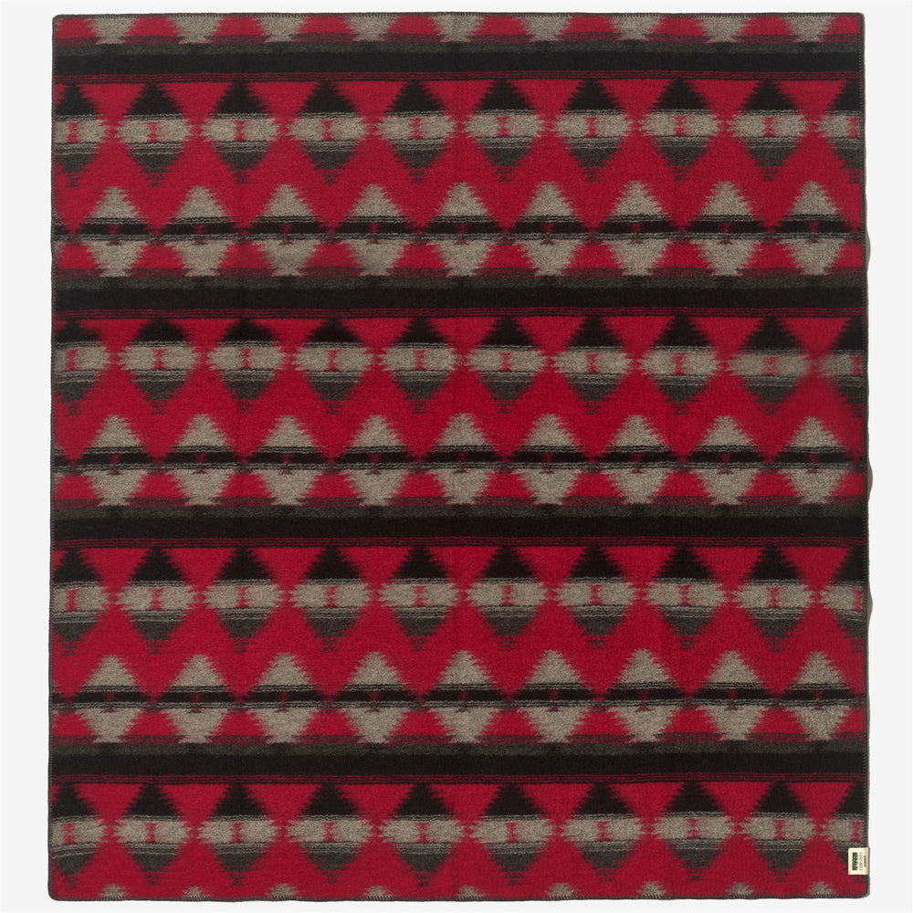 Manta unisex para exteriores de mezcla de lana en gris rojizo con motivo nativo americano 02