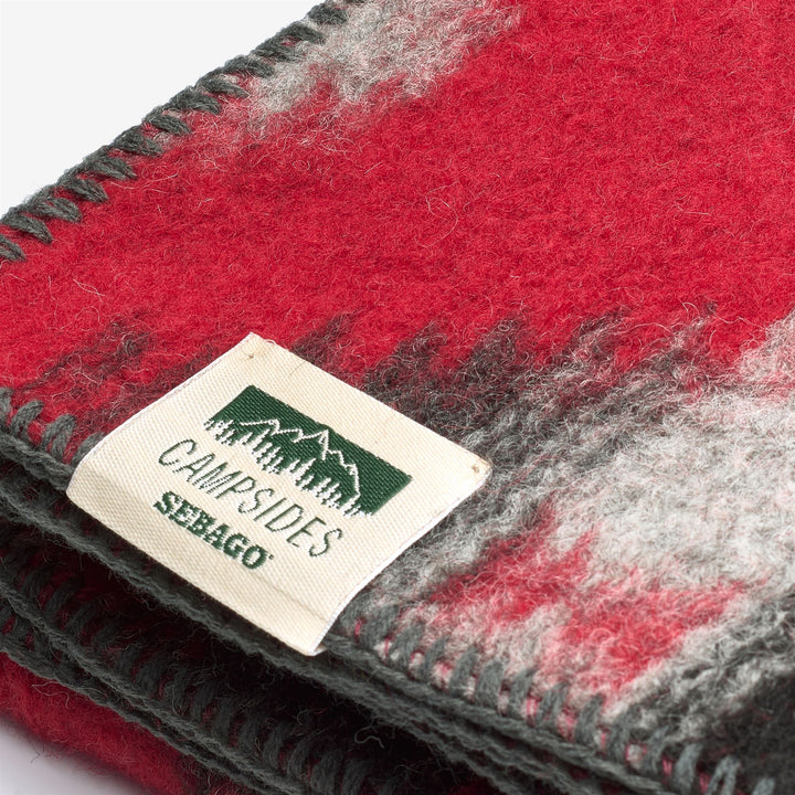 Couverture d'extérieur unisexe en laine mélangée rouge et gris avec motif amérindien 3