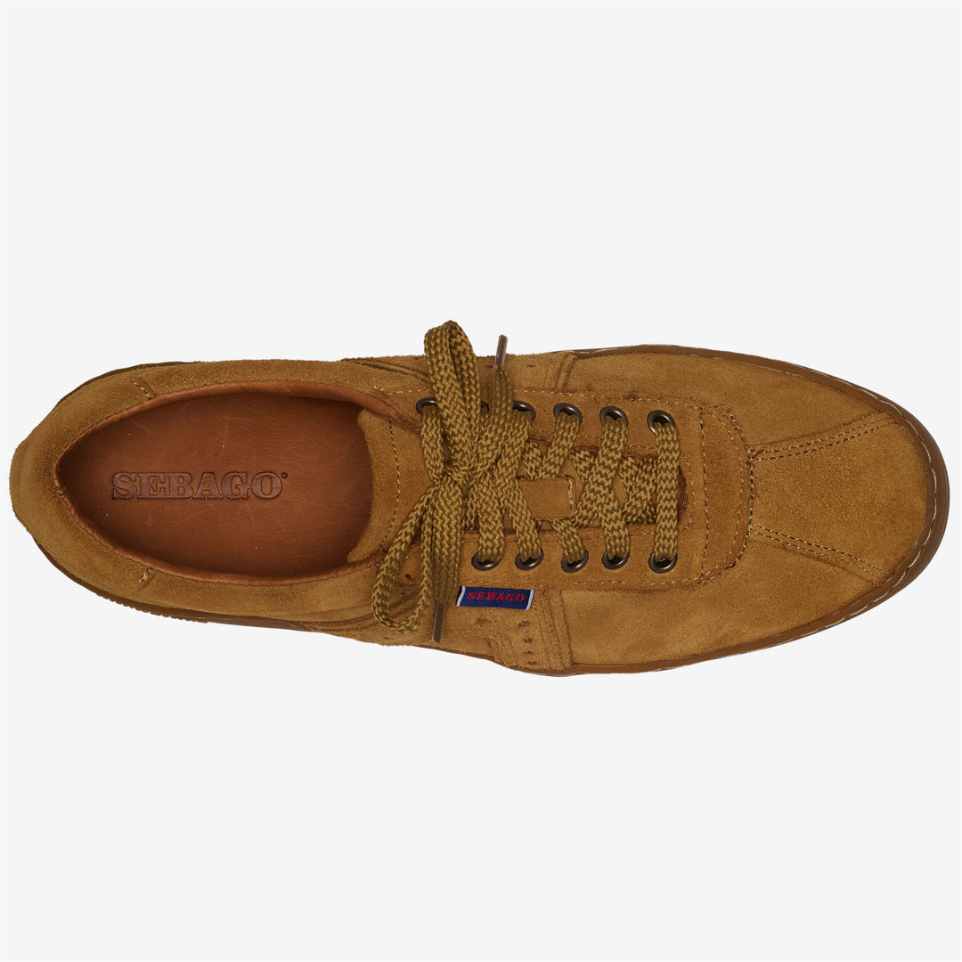 Orange Leather Men's Low Cut Yachting Sneakers with Padded Collar main