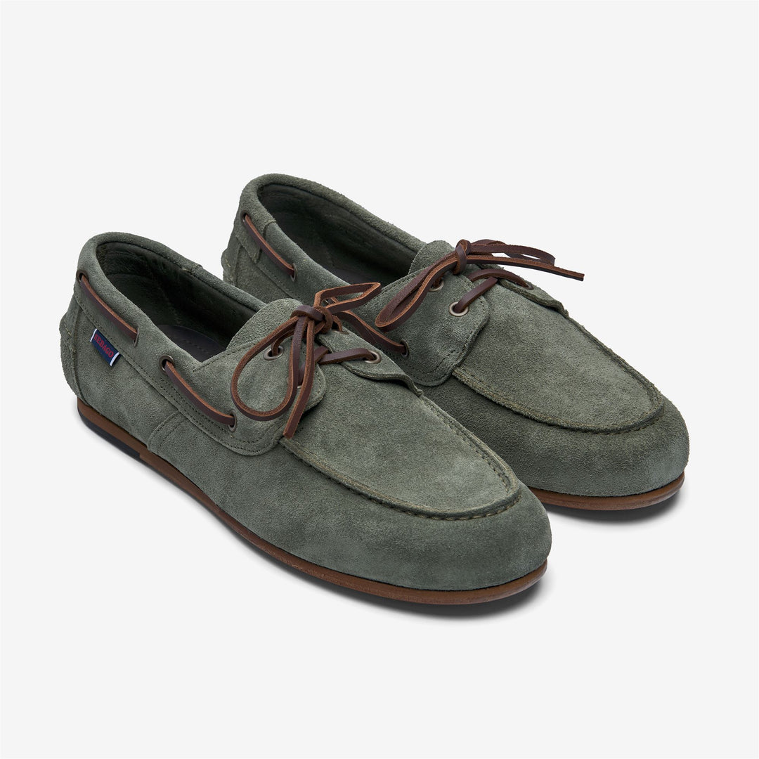 Military green Men's Suede Moccasin Docksides for Yachting main