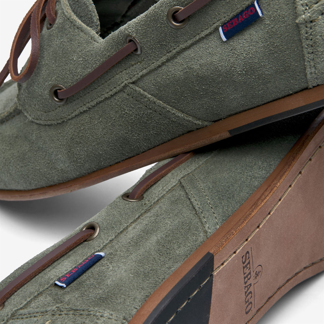 Military green Men's Suede Moccasin Docksides for Yachting main