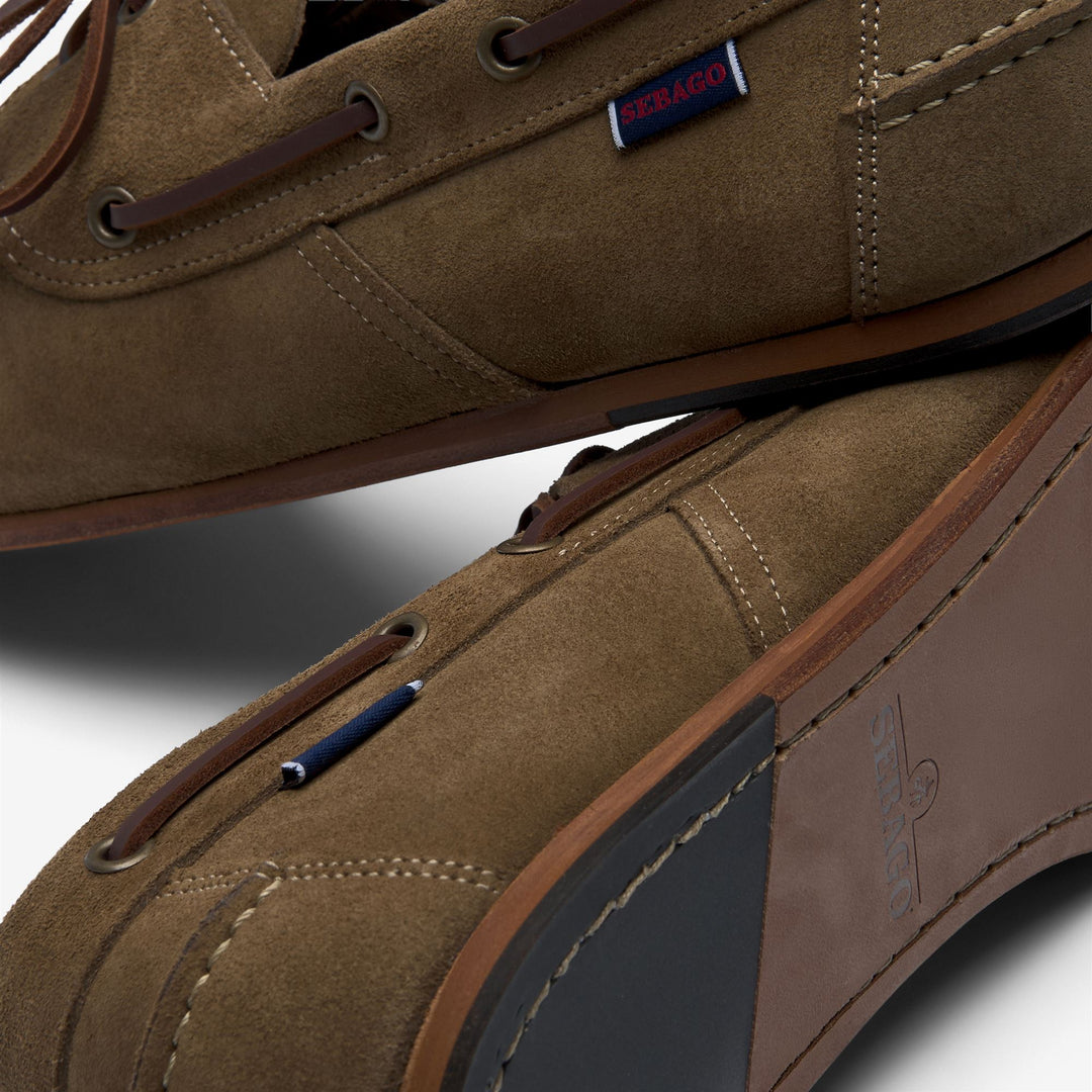 Brown men's Yacht Moccasin Boat Shoes in Soft Italian Suede main